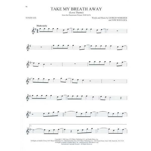 Hal Leonard 101 Movie Hits for Tenor Sax