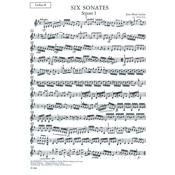 Heinrichshofen Verlag Leclair 6 Sonaten op. 3