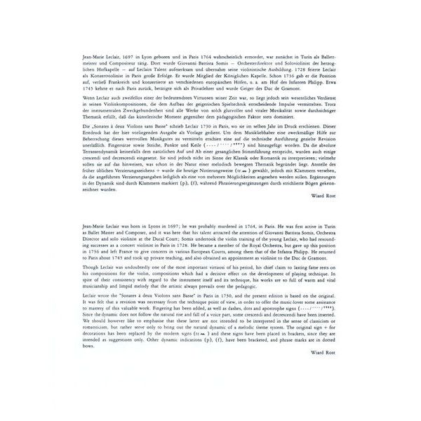 Heinrichshofen Verlag Leclair 6 Sonaten op. 3