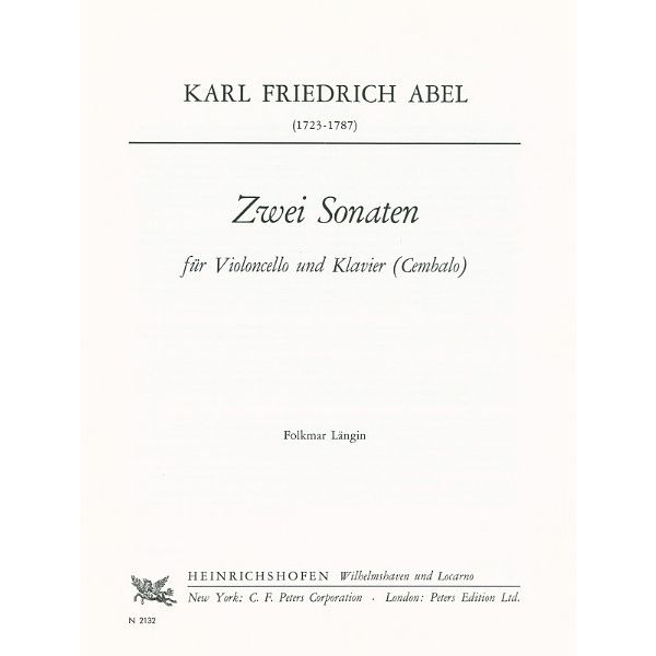 Heinrichshofen Verlag Abel 2 Sonaten Cello