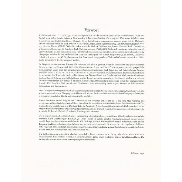 Heinrichshofen Verlag Abel 2 Sonaten Cello