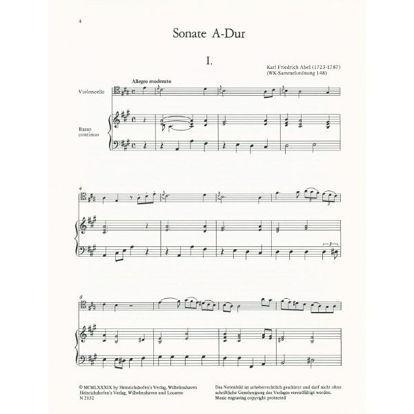 Heinrichshofen Verlag Abel 2 Sonaten Cello