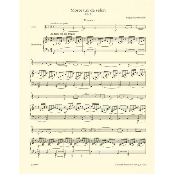 Bärenreiter Rachmaninow Werke für Violine