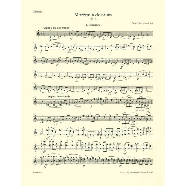 Bärenreiter Rachmaninow Werke für Violine