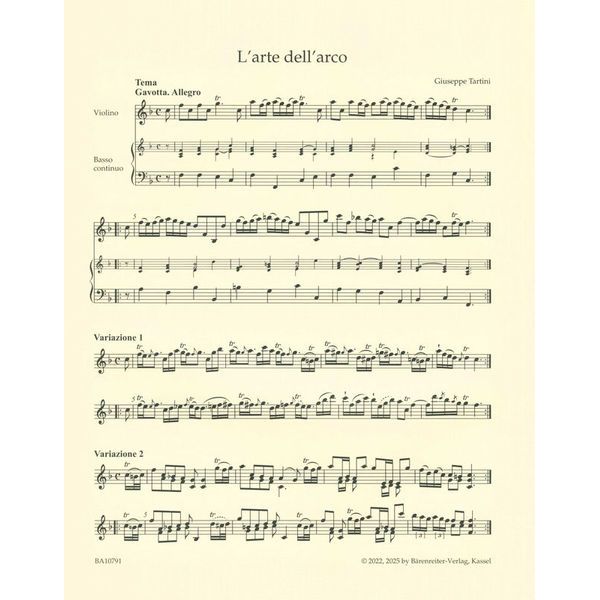 Bärenreiter Tartini L'arte dell'arco