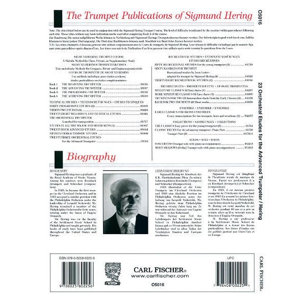 Carl Fischer 23 Orchestral Etudes Trumpet