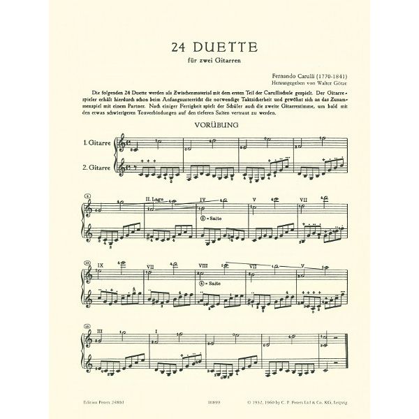 Edition Peters Carulli 24 Duette für Gitarre