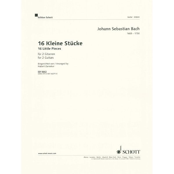 Schott Bach 16 Kleine Stücke