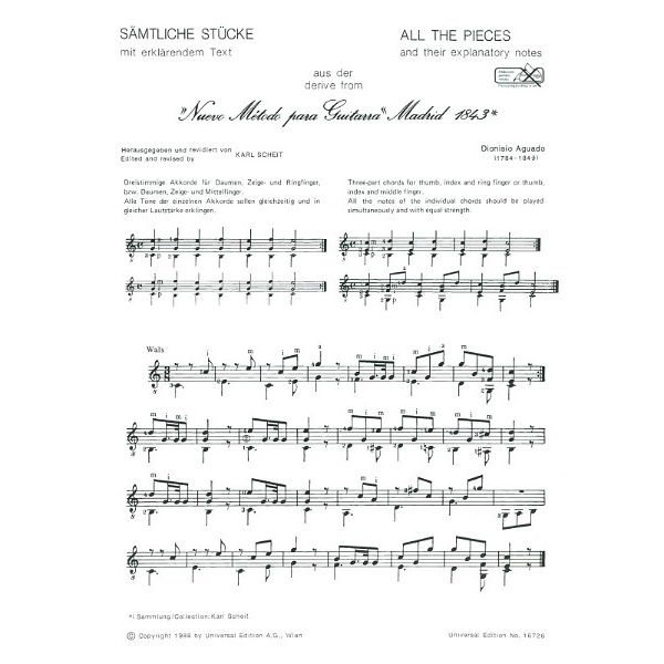 Universal Edition Aguado Sämtliche Stücke