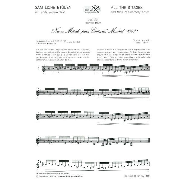 Universal Edition Aguado Sämtliche Etüden