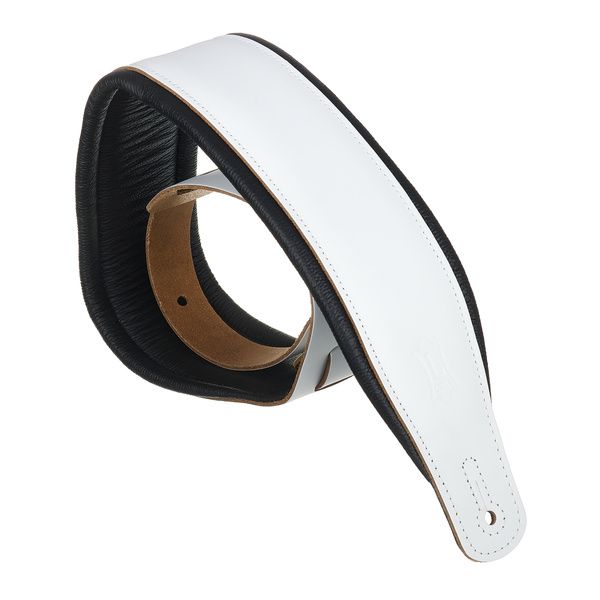 Levys Amped Leather 3" WH/BK