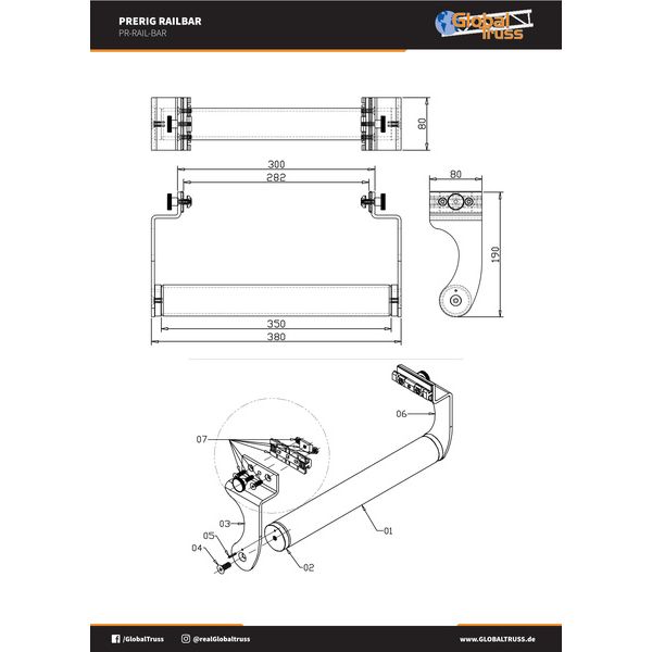 Global Truss Railing Bar for PR-Truss