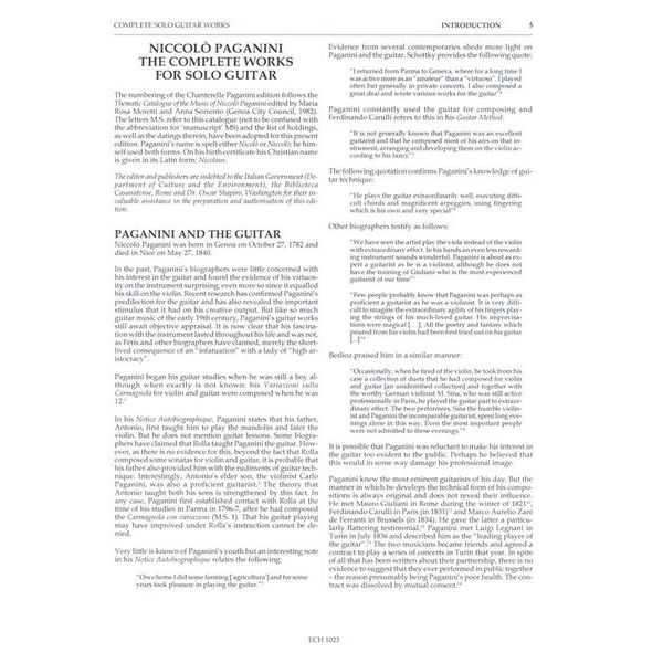 Edition Chanterelle Paganini Complete Works Guitar