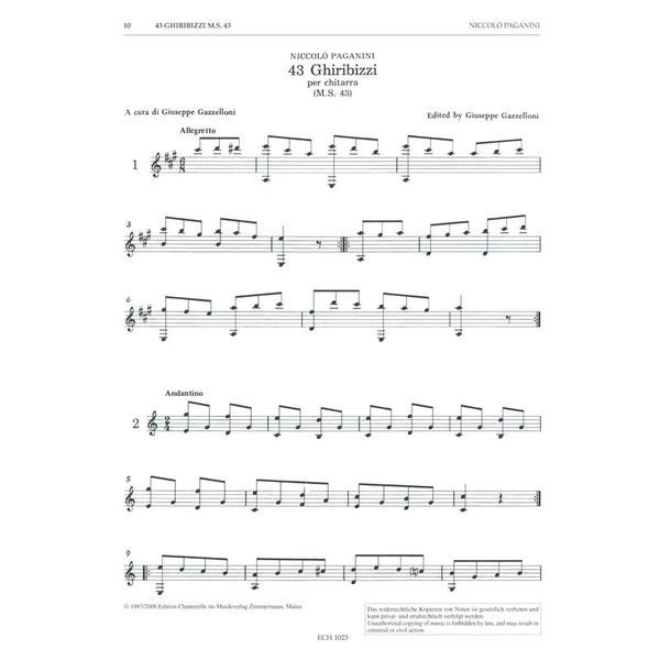 Edition Chanterelle Paganini Complete Works Guitar