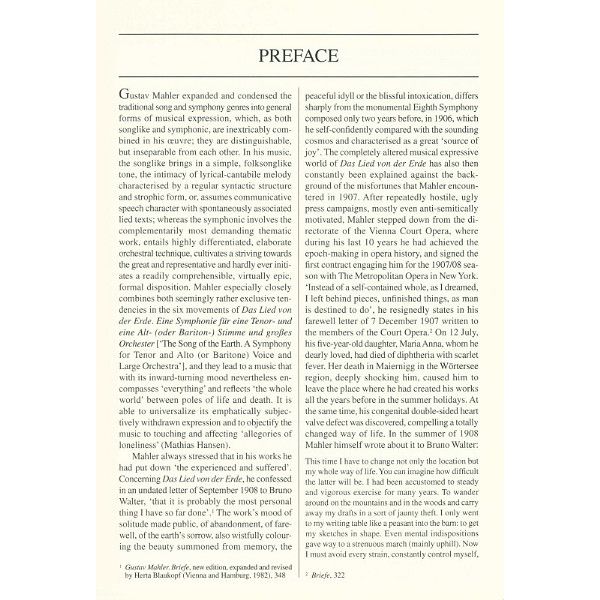 Edition Eulenburg Mahler Das Lied von der Erde