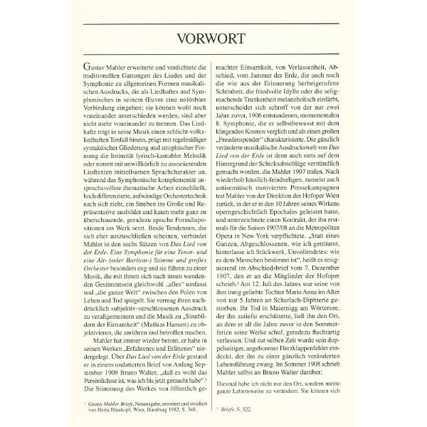 Edition Eulenburg Mahler Das Lied von der Erde