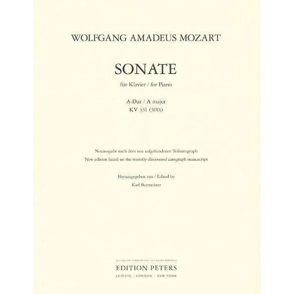 Edition Peters Mozart Sonate A-Dur KV 331