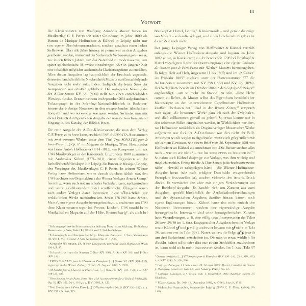 Edition Peters Mozart Sonate A-Dur KV 331