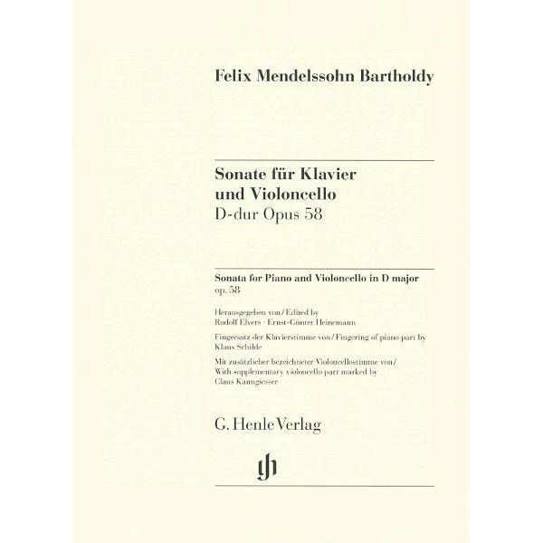 Henle Verlag Mendelssohn Cellosonate D-Dur