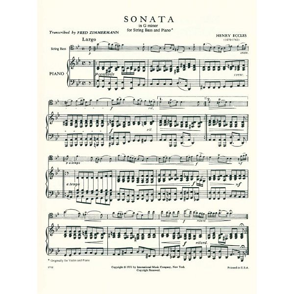 International Music Company Eccles Sonate in g-moll