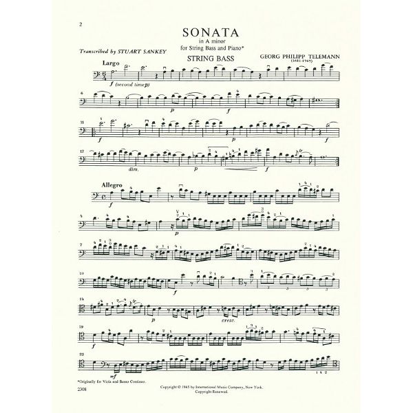 International Music Company Telemann Sonata in A minor
