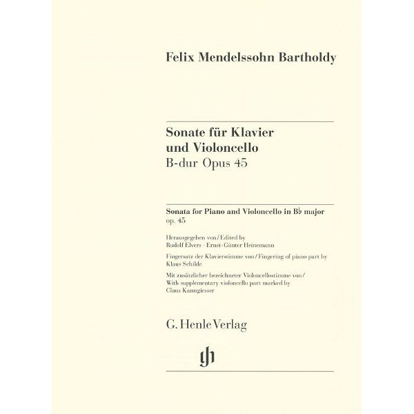Henle Verlag Mendelssohn Cellosonate B-Dur