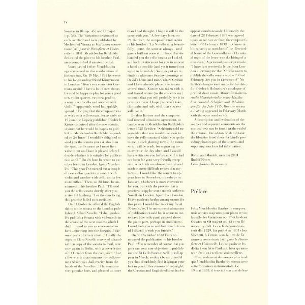 Henle Verlag Mendelssohn Cellosonate B-Dur