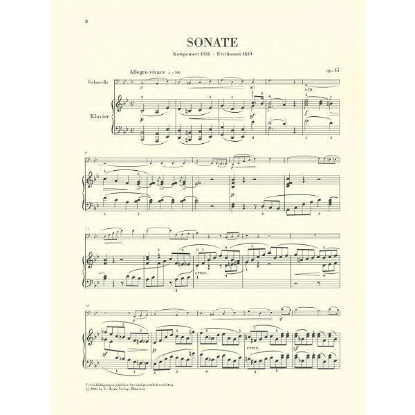 Henle Verlag Mendelssohn Cellosonate B-Dur