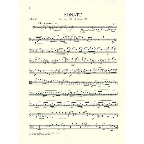 Henle Verlag Mendelssohn Cellosonate B-Dur
