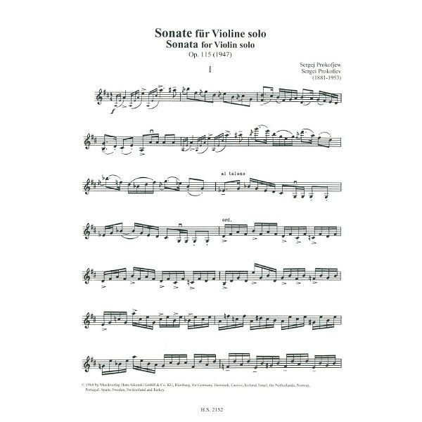 Sikorski Musikverlage Prokofjew Sonate op. 115
