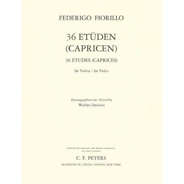 Edition Peters Fiorillo 36 Etüden for Violin