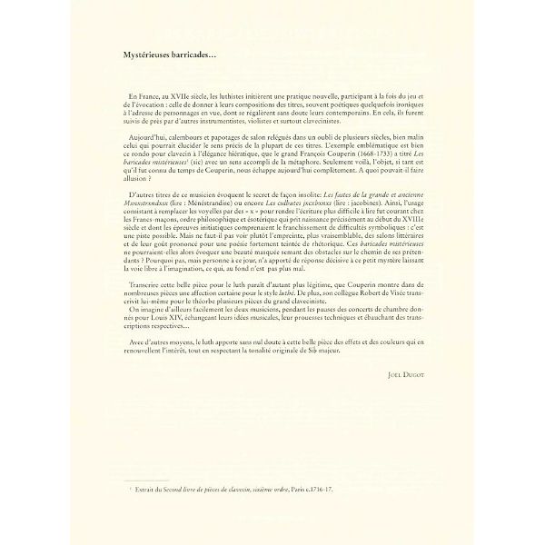 UT Orpheus Edizioni Couperin Baricades Mistérieuse