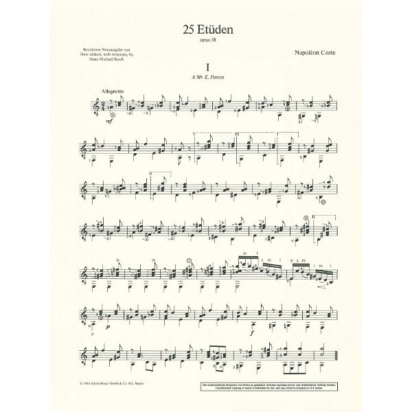 Schott Coste 25 Etüden op. 38 Gitarre