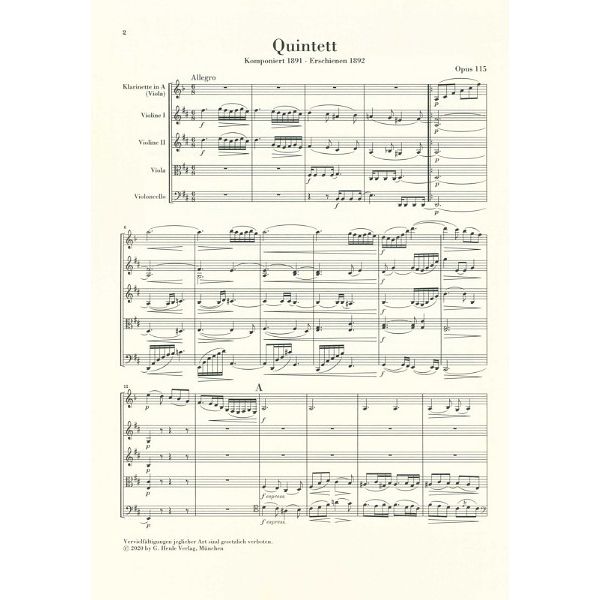 Henle Verlag Brahms Klarinettenquintett