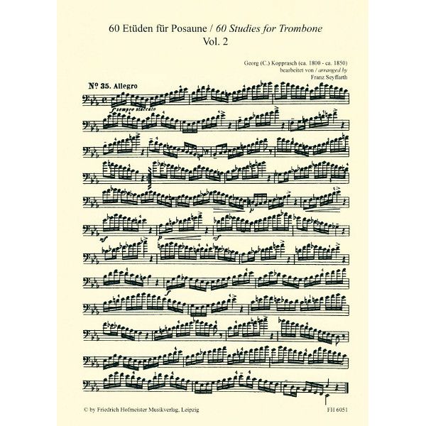 Friedrich Hofmeister Verlag Kopprasch 60 Etüden Posaune 2