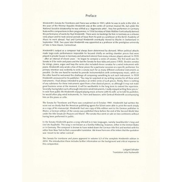 Schott Hindemith Sonate Posaune