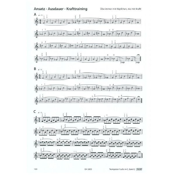 Hage Musikverlag Trompeten Fuchs C 2