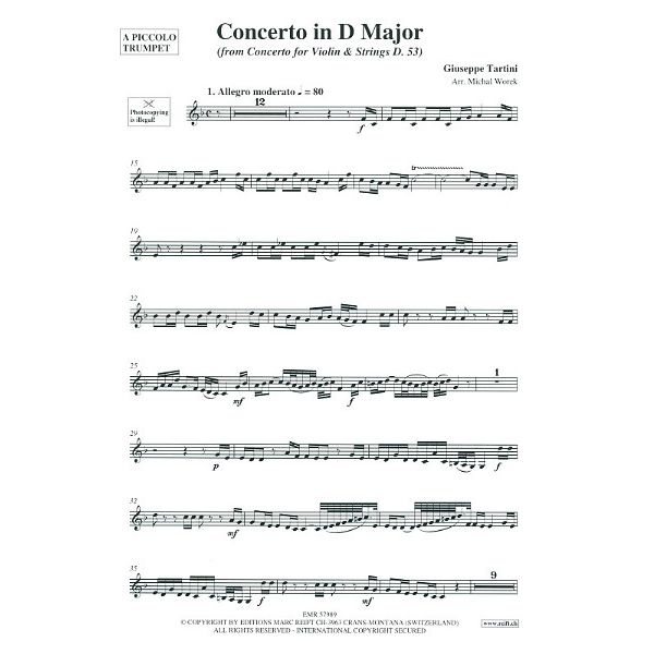 Editions Marc Reift Tartini Konzert Piccolo