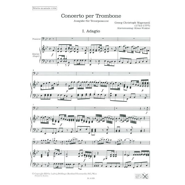 Doblinger Musikverlag Wagenseil Concerto Trombone