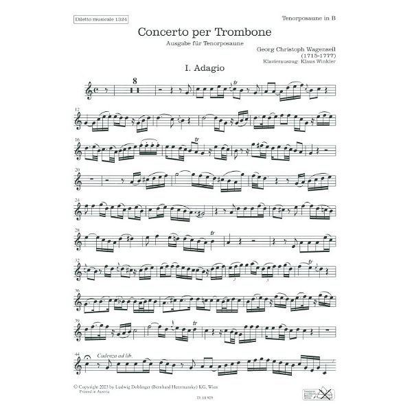Doblinger Musikverlag Wagenseil Concerto Trombone