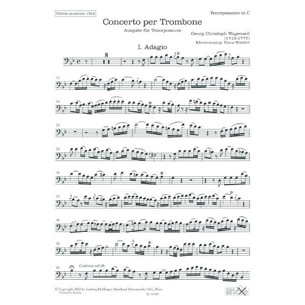 Doblinger Musikverlag Wagenseil Concerto Trombone