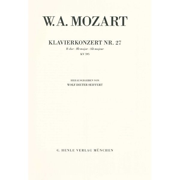 Henle Verlag Mozart Klavierkonzert Nr. 27