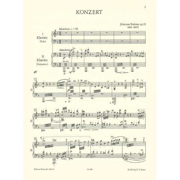 Edition Peters Brahms Klavierkonzert Nr. 1
