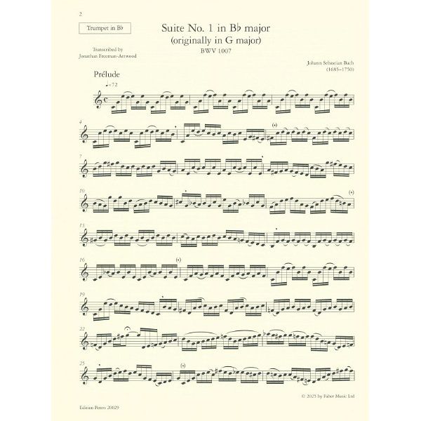 Edition Peters Bach Sechs Suiten Trumpet