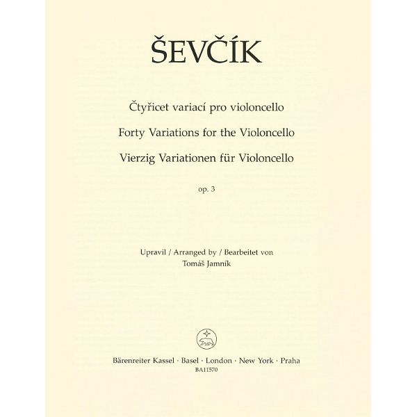 Bärenreiter Ševcík Variationen op.3 Cello