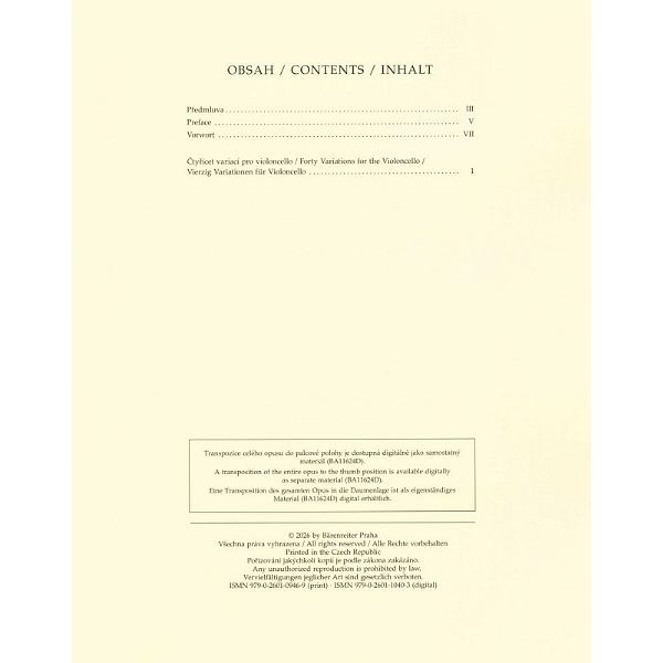 Bärenreiter Ševcík Variationen op.3 Cello