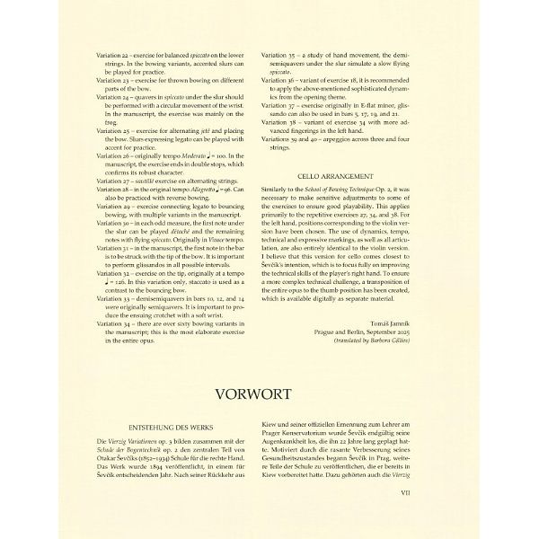 Bärenreiter Ševcík Variationen op.3 Cello