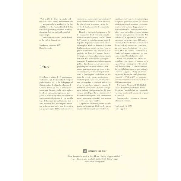 Henle Verlag Bach Sechs Violinsonaten