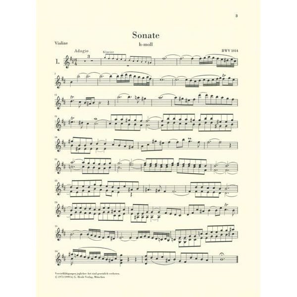 Henle Verlag Bach Sechs Violinsonaten