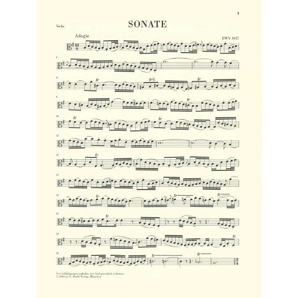Henle Verlag Bach Drei Gambensonaten Viola